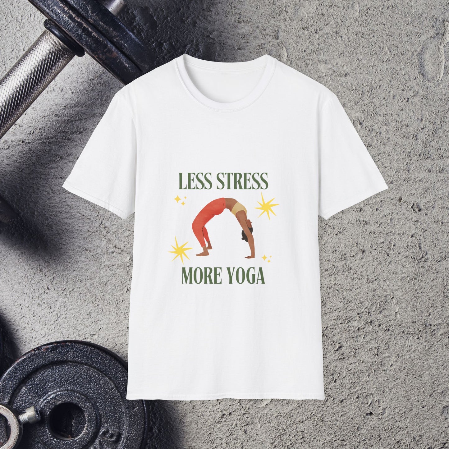 Less stress, more Yoga. T-Shirt